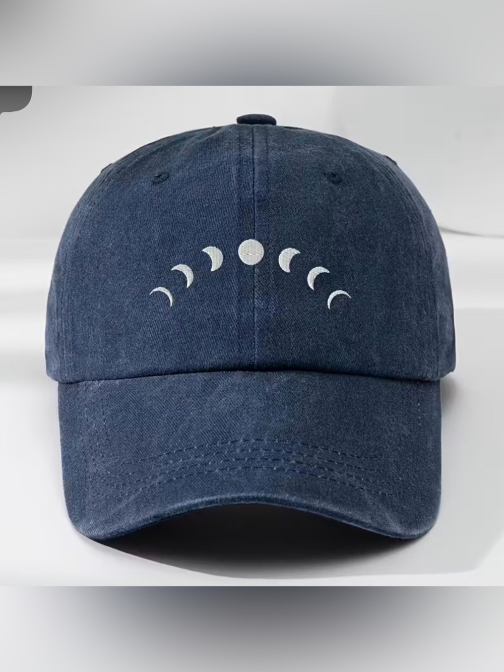 Navy Moon Phase Embroidered Baseball Cap